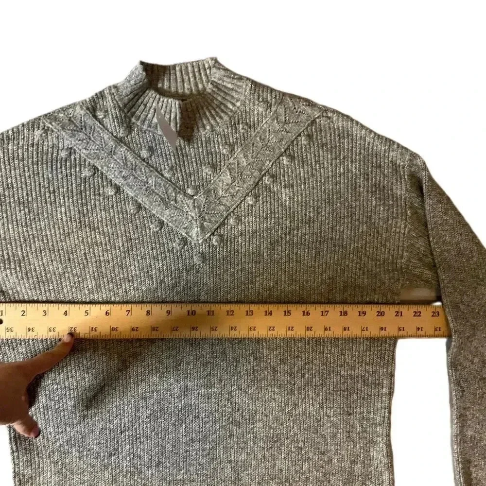 NWT LOFT Womens‎ Grey Long Sleeve Ribbed Mock Neck Sweater Dress Size Large